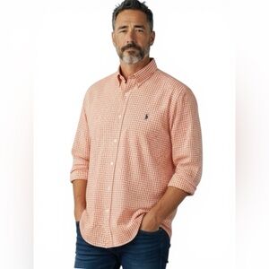 Men's Orange Check Button-Down Shirt - Polo by Ralph Lauren 100%CottonSz/XL